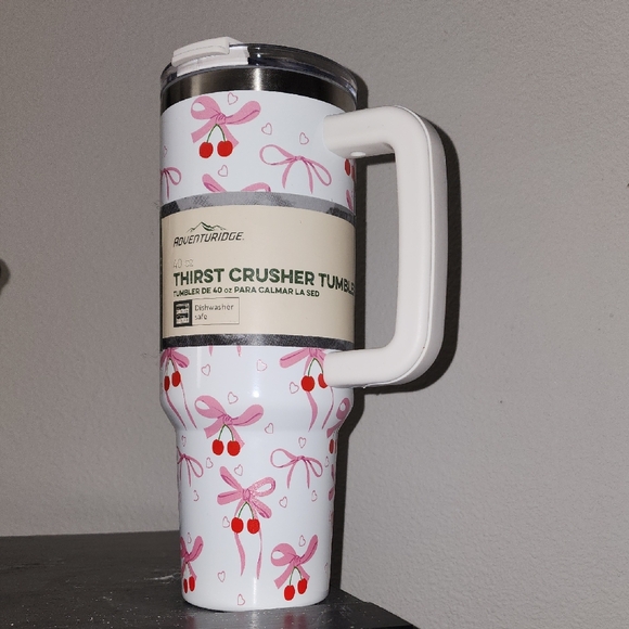 Target Other - ✨️🍒🎀NWT THIRST CRUSHER TUMBLER / WITH PINK BOWS 🎀/ CHERRIES 🍒& 💓HEARTS